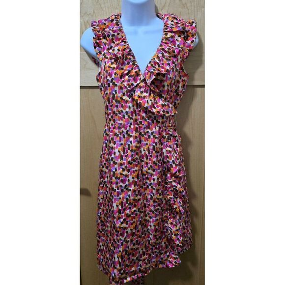 Kate Spade New York Colorful Ruffled Wrap Dress With Tie Waist For Women Size 0 - Picture 2 of 6